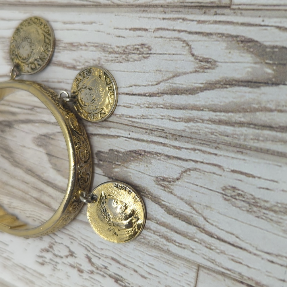 Whiting and Davis Vintage Coin Hinged Bracelet - Picture 6 of 12